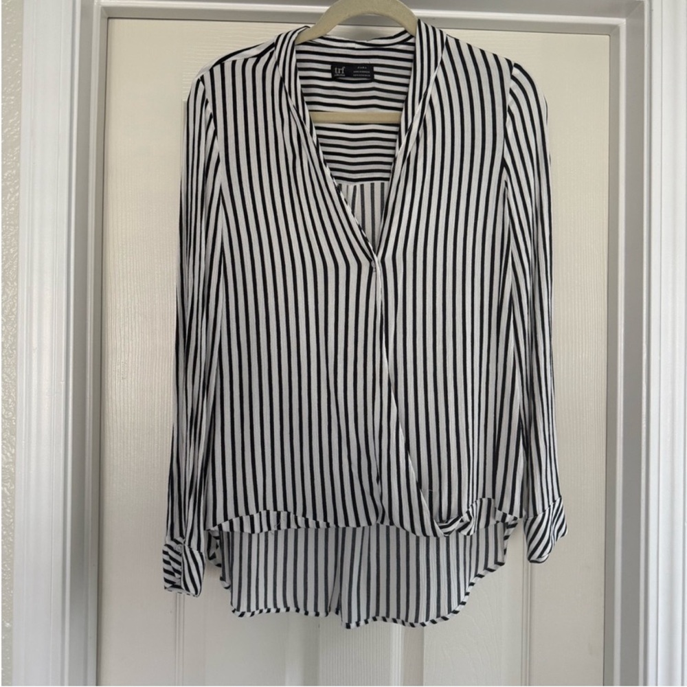 ZARA black and white striped blouse